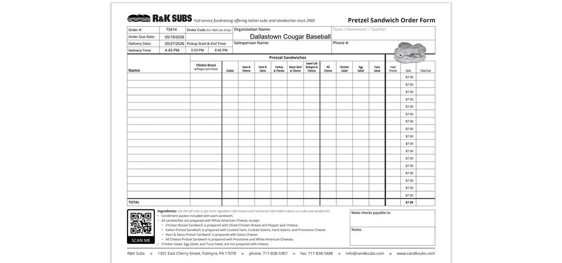 R&K Sub Fundraiser